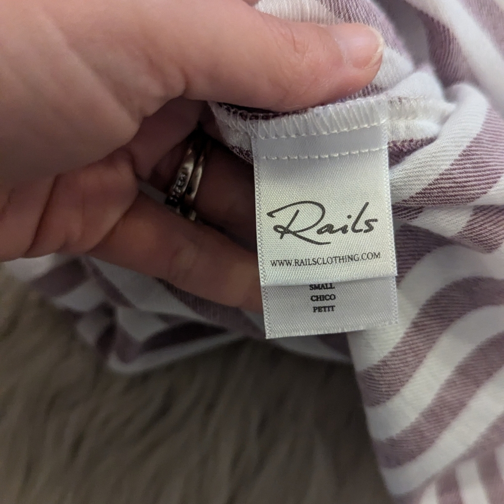 Rails Arcadia Soft White And Maroon Stripe Button… - image 7